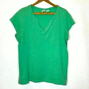 C&C California Women's XL  T-Shirt Green Pima Cotton Luxury Tee Golf Casual COzy